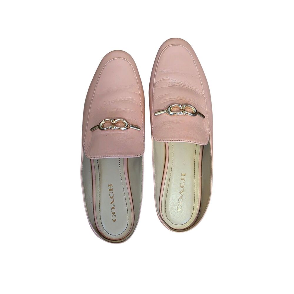 Coach Sienna Leather Slide Mules Pink Loafers Gold Hardware Sz 10